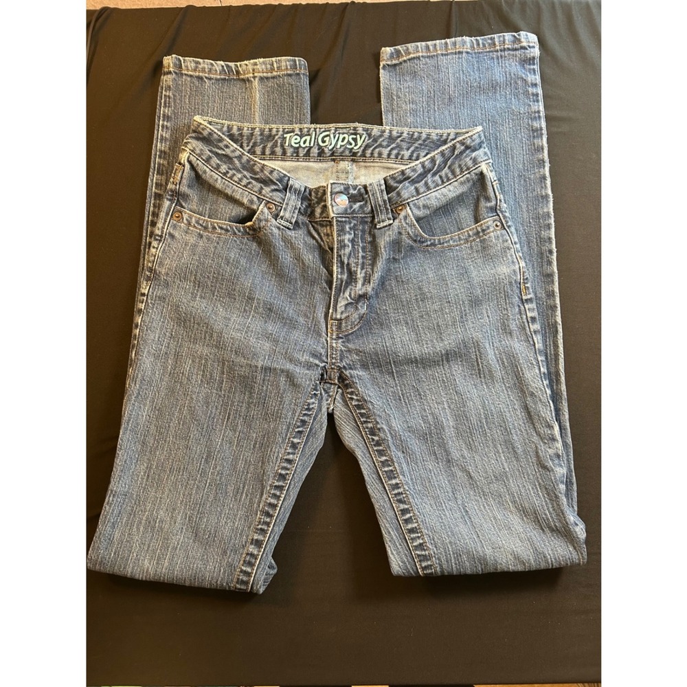 Kimes Ranch Teal Gypsy Betty Straight Jeans Made USA Western‎ Denim 4/34